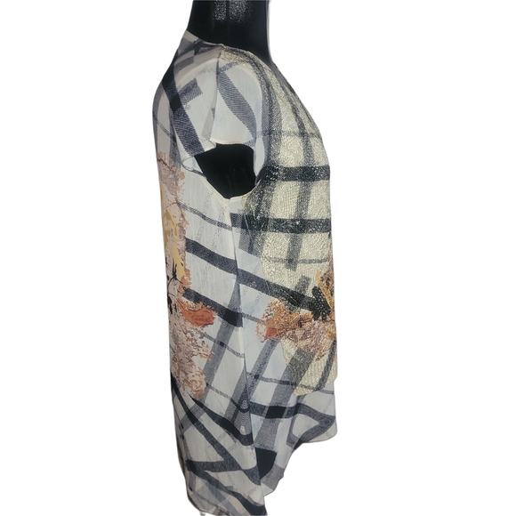 Moffi Floral Patterned Crochet Overlay Tunic S - Picture 3 of 6